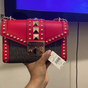 Michael Kors new red and Bronw shoulder bag